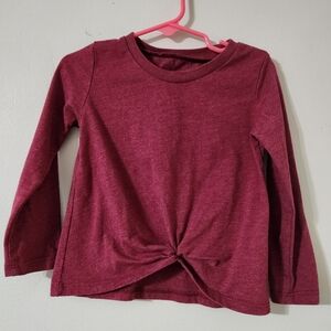 Carters Burgundy Long Sleeve front Knotted Top size 3T girls